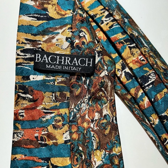 Bacharach made in Italy tie. 💯 silk. Abstract design. Unusual colors - Picture 4 of 4